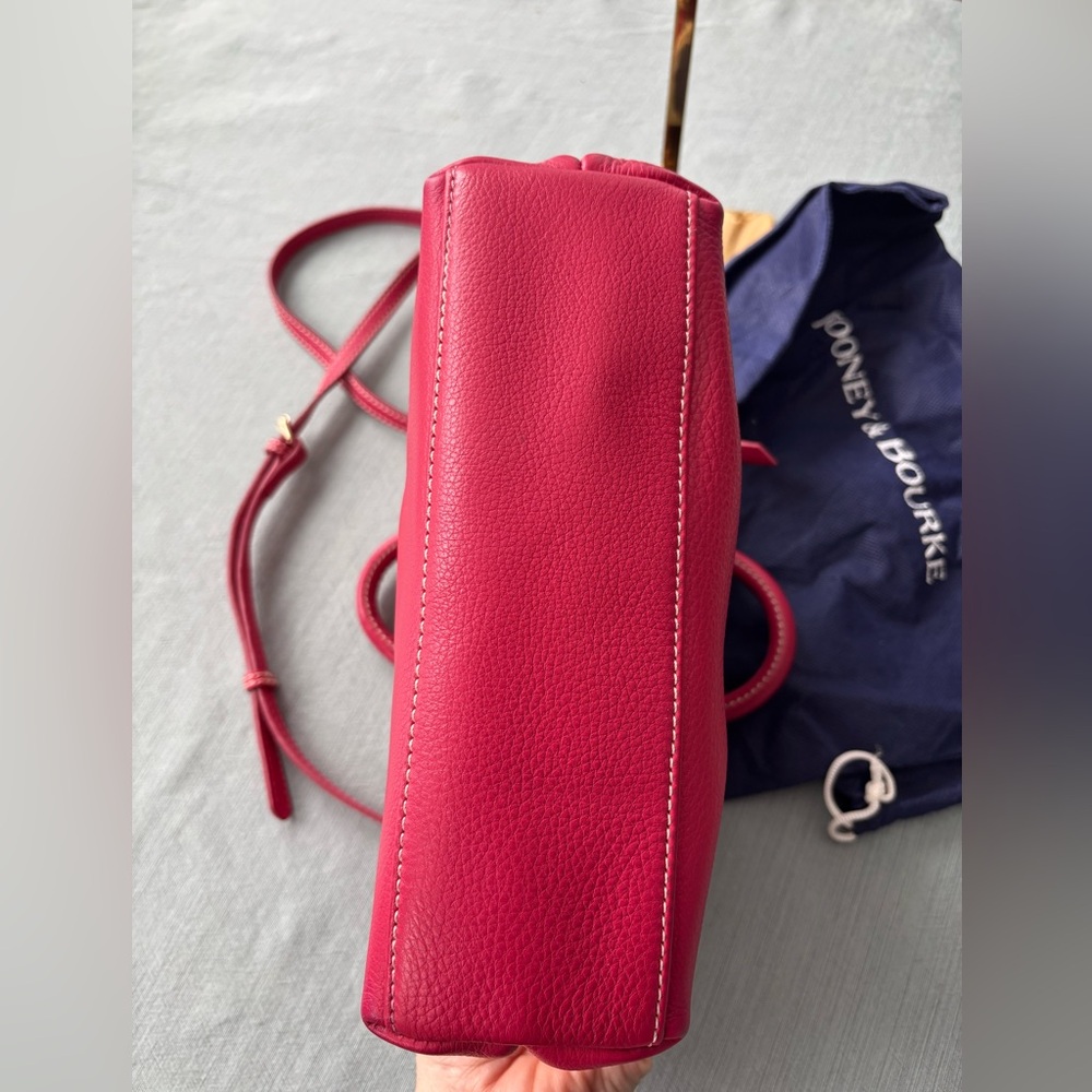 Dooney & Bourke Raspberry Hot Pink Leather Small Crossbody Satchel strap - Picture 6 of 16
